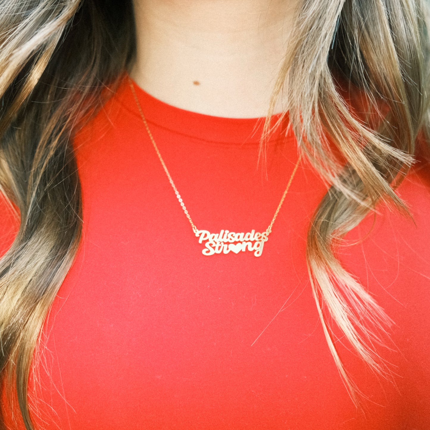 Palisades Strong script style necklace